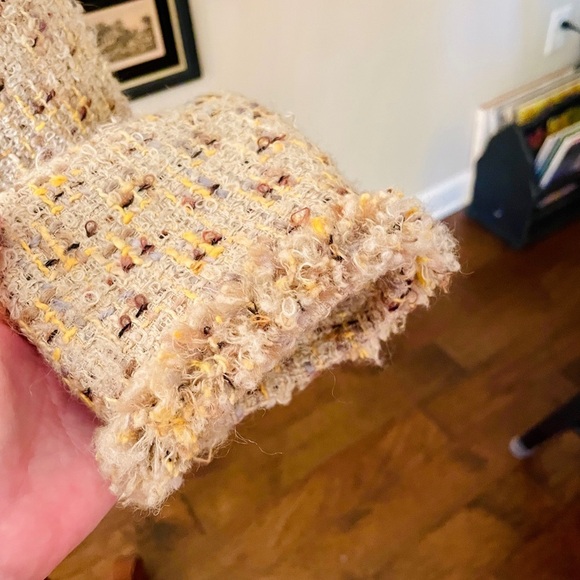 ECCOCI wool cotton mohair blend tweed blazer lined buttons SZ 6 beige yellow - Picture 7 of 9